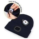 MELASA Unisex Hat with Light, USB Rechargeable Hands Free Headlamp LED Beanie, Winter Gifts for Men Dad Father Husband Him