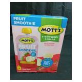 Motts Fruit Smoothies Strawberry Banana, 4.2 oz clear pouches, 4 Pack, Non-dairy, Made With Oatmilk, Made With Real Fruit, Good Source of Calcium, On-the-Go