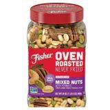Fisher Snack Oven Roasted Never Fried Mixed Nuts with Peanuts, 24 Ounces