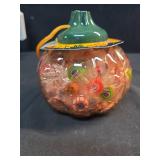 120 PCS Halloween Small Hard Candy Packed in A Pumpkin Jar Individually Wrapped Themed Colors & Designs Trick Or Treat Candies - Bulk Candys Great Use, For Kids, Trick or Treat, Party Favor, Class