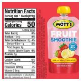 Motts Fruit Smoothies Strawberry Banana, 4.2 oz clear pouches, 4 Pack, Non-dairy, Made With Oatmilk, Made With Real Fruit, Good Source of Calcium, On-the-Go