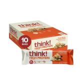 think! Protein Bars, High Protein Snacks, Gluten Free, High Fiber, Peanut Butter Chocolate Chunk, 10 Count
