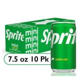 Sprite Lemon Lime Mini Soda Pop Soft Drink  7.5 fl oz  10 Pack Cans