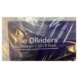 Numbered File Dividers 1-20 (3 Pack) - Retail: $12 Numbered File Dividers 1-20 (3 Pack) - Retail: $12