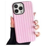 Compatible with iPhone 16 Pro Max Case, Cute Fashion Aesthetic Striped Pattern Cover for Women, Shockproof Soft TPU and Hard PC Protective Phone Case for iPhone 16 Pro Max 6.9\'- Pink - Retail: $15 Compatible with iPhone 16 Pro Max Case, Cute Fashion Aesthetic Striped Pattern Cover for Women, Shockproof Soft TPU and Hard PC Protective Phone Case for iPhone 16 Pro Max 6.9\'- Pink - Retail: $15
