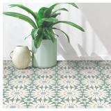 MORCART Peel and Stick Floor Tile - 20 PCS, 7.87\' x 7.87\' Vinyl Flooring - Waterproof Self-Adhesive Tile Sticker for Wall Backsplashes, Bathroom, Kitchen - Green and White Floral Look - Retail: $25 MORCART Peel and Stick Floor Tile - 20 PCS, 7.87\' x 7.87\' Vinyl Flooring - Waterproof Self-Adhesive Tile Sticker for Wall Backsplashes, Bathroom, Kitchen - Green and White Floral Look - Retail: $25