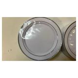 White Plastic Dessert Plates with Silver Trim - Set of 100 - Retail: $30 White Plastic Dessert Plates with Silver Trim - Set of 100 - Retail: $30