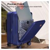 Joyway Luggage Sets 4 Piece with Front Pocket, Expandable Top Opening Suitcase Set, PC Hardside Carry on Suitcase with Spinner Wheels and TSA Lock (Blue)