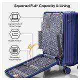 Joyway Luggage Sets 4 Piece with Front Pocket, Expandable Top Opening Suitcase Set, PC Hardside Carry on Suitcase with Spinner Wheels and TSA Lock (Blue)