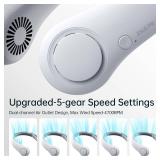 JISULIFE Portable Neck Fan, Hands-Free Bladeless, 5 Speeds, 4000 mAh Battery Operated Wearable Personal Fan, Twistable, Rechargeable, Gift for Women Men-Grey