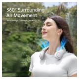 JISULIFE Portable Neck Fan, Hands-Free Bladeless, 5 Speeds, 4000 mAh Battery Operated Wearable Personal Fan, Twistable, Rechargeable, Gift for Women Men-Grey