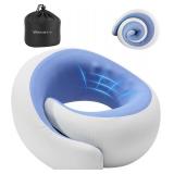 Travel Neck Pillow, Airplane Travel Neck Pillow, Cooling Fabric, 100% Pure Memory Foam for Neck Pain Relief, Ergonomic Support for Long Flight (Blue, Standard Size-(Broad Fit))