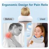 Travel Neck Pillow, Airplane Travel Neck Pillow, Cooling Fabric, 100% Pure Memory Foam for Neck Pain Relief, Ergonomic Support for Long Flight (Blue, Standard Size-(Broad Fit))