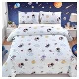 SDIII Astronaut Comforter Set Twin 3 Pieces, Silky Breathable Microfiber and Spandex, Outer Space Bedding Twin for Boys Girls Kids and Teens