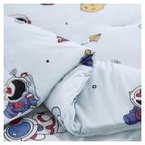 SDIII Astronaut Comforter Set Twin 3 Pieces, Silky Breathable Microfiber and Spandex, Outer Space Bedding Twin for Boys Girls Kids and Teens