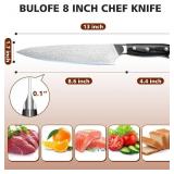 8 Inch Chef Knife, Kitchen Knife with Sharpener and Finger Guard, Professional Steel Sharp Chef
