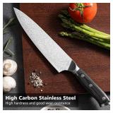 8 Inch Chef Knife, Kitchen Knife with Sharpener and Finger Guard, Professional Steel Sharp Chef