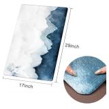 QIYI Floor Comfort Mat 1 Piece Kitchen Rug PVC Leather Waterproof Oil Proof Non Skid Laundry Ergonomic Standing Mat Anti Fatigue Foam Padded Area Doormat 17" W x 29" L - Blue White Watercolor Mountain