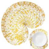 100 Pcs Disposable Gold Placemats Round Foil Mesh Pressed Table Doilies Metallic Table Mates Thin Mesh Doilies for Tables Home Decoration Dining Wedding Birthday Party 13 Inch