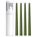 10" Classic Taper Candles, Moss Green, 4-Pack, 7-8 Hours Long Burning, Unscented Tall Candlesticks