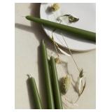 10" Classic Taper Candles, Moss Green, 4-Pack, 7-8 Hours Long Burning, Unscented Tall Candlesticks