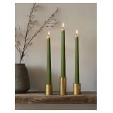10" Classic Taper Candles, Moss Green, 4-Pack, 7-8 Hours Long Burning, Unscented Tall Candlesticks