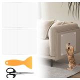 10 Pack Cat Scratch Furniture Protector, 12x16 Couch Protector from Cat Claws, No Pins Self-Adhesive Corner Protectors, Easy to Remove Anti-Scratch Furniture Covers for Fabric & Leather Sofa, Walls