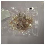 Bridal Pearl Hair Pins, 36 Pcs Wedding Pearl Hair Accessories Different Size Single Pearls Bobby Pins Rhinestone U Shape Barrette for Bride Bridesmaid Women, Gold