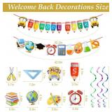Back to School Decorations First Day of School Bannner Garland and Hanging Swirls Welcome Back to School Decor Supplies for School Classroom Game Party Favors