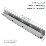 LONTAN 18 Inch Undermount Drawer Slides Heavy Duty Soft Close Bottom Mount Drawer Glides 1 Pair Full Extension Kitchen Cabinet Rails 100lb Capacity Rails