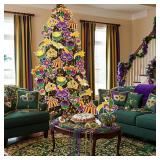 Thyle 12 Pcs 8 Inches Large Mardi Gras Decoration Ornaments Mardi Gras Picks for Tree Porch Sign Table Centerpieces Extra Large Masks Plastic Purple Green Gold Decorations for Home Carnival Party