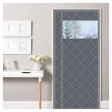 Anze Thermal Door Curtain with Visble Window Fit Door 74 x 80 Inch Magnetic Insulated Curtain Screen Size 78 x 82 Waterproof Thick Cotton Insulation Winter Cover Gray