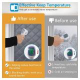 Anze Thermal Door Curtain with Visble Window Fit Door 74 x 80 Inch Magnetic Insulated Curtain Screen Size 78 x 82 Waterproof Thick Cotton Insulation Winter Cover Gray