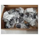 5 Pack Modern Cabinet Knobs - 32mm (1.26") Diameter, 22mm (0.87") Height, Plastic Black Dresser Pulls with 25mm (0.98") Screw - Easy Install Drawer Pull for Kitchen, Bathroom & Wardrobe