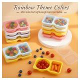 LemonRoad 40 Pcs Reusable Snack Container with Lids Double Compartment Condiment Container Small Sauce and Dip Box Grab and Go Food Storage for Snacks Sauces Travel Picnics(Pink, Blue, Yellow, White)