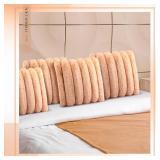 Mixweer 6 Pcs Faux Fur Plush Pillow Covers 18 x 18 Inch Soft Plush Fluffy Striped Throw Pillow Covers Decoration for Sofa Couch Bedroom Living Room Party Decor(Apricot)