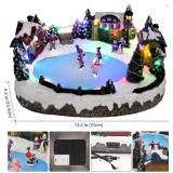 Christmas Village House Collectible Building Christmas Decor Estatua de la caba a del Pueblo navide o Home Decoration Snow Globe Display Skating Pond Animated Theme Park with 8 Music (L)