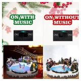 Christmas Village House Collectible Building Christmas Decor Estatua de la caba a del Pueblo navide o Home Decoration Snow Globe Display Skating Pond Animated Theme Park with 8 Music (L)