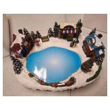 Christmas Village House Collectible Building Christmas Decor Estatua de la caba a del Pueblo navide o Home Decoration Snow Globe Display Skating Pond Animated Theme Park with 8 Music (L)