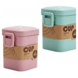 Cabilock Wheat Straw Soup Cup with Lid Sealed Microwave Safe Soup Container Double Seal Heat-Resistant Travel Bowl for Hot Snacks 4.13X3.54X4.92In