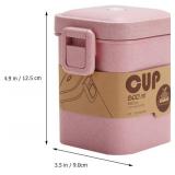 Cabilock Wheat Straw Soup Cup with Lid Sealed Microwave Safe Soup Container Double Seal Heat-Resistant Travel Bowl for Hot Snacks 4.13X3.54X4.92In