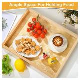 Vicenpal 4 Pcs Bamboo Wicker Serving Trays for Foods & Drinks, 16.93" x 13" Rectangular Flat Baskets Trays, Decorative Bamboo Basket Tray for Dinner Coffee Table Picnic Fruit Snack Holder Bed Eating