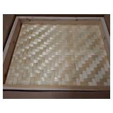 Vicenpal 4 Pcs Bamboo Wicker Serving Trays for Foods & Drinks, 16.93" x 13" Rectangular Flat Baskets Trays, Decorative Bamboo Basket Tray for Dinner Coffee Table Picnic Fruit Snack Holder Bed Eating