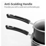 Nonstick Saucepan Set with Lid, Non Stick 2Qt & 3Qt Sauce Pan Set with Glass Lid Small Pot for Home Kitchen