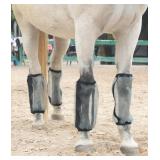 LEAFOREST Loose Fitting Horse Fly Boots Breathable Fine Mesh Leggings Protection Leg Wrap Cover for Reduce Stomping, Stress and Fatigue (Set of 4) (Gray)