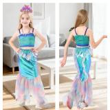 Mermaid Costume Dress for Girls Kids Princess Dress Up Birthday Cosplay Halloween Costumes with Accessories