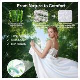 MR&HM King Fitted Sheet Only, Ultra-Soft Rayon Derived from Bamboo & Polyester Blend, Silky & Breathable, 15" Deep Pocket with Elastic Straps, Cooling Fitted Sheet for Hot Sleepers, White