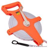 Open Reel Tape Measure 330 Feet, Fiberglass Tape Measure, Yard Measuring Tape Fit for Sports Field, Outdoor, Engineer,Track, Durable Dual-Sided Measuring Reel with Feet and Meters (1/2