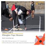 Open Reel Tape Measure 330 Feet, Fiberglass Tape Measure, Yard Measuring Tape Fit for Sports Field, Outdoor, Engineer,Track, Durable Dual-Sided Measuring Reel with Feet and Meters (1/2