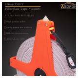 Open Reel Tape Measure 330 Feet, Fiberglass Tape Measure, Yard Measuring Tape Fit for Sports Field, Outdoor, Engineer,Track, Durable Dual-Sided Measuring Reel with Feet and Meters (1/2